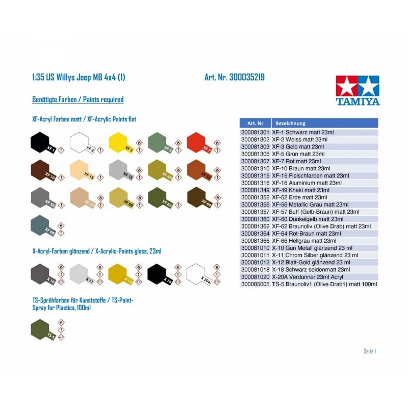 Tamiya Willys MB Jeep With Driver & Decals For 5 Versions Model Kit - Image 6