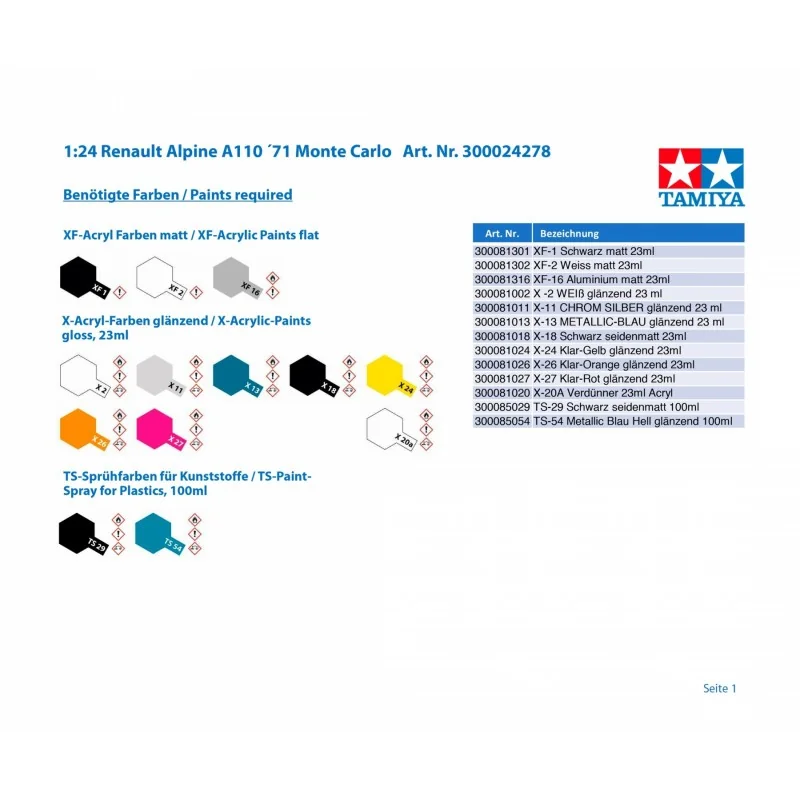 Tamiya Alpine Renault A 110 Mc 7 1:24 Model Kit - Image 5