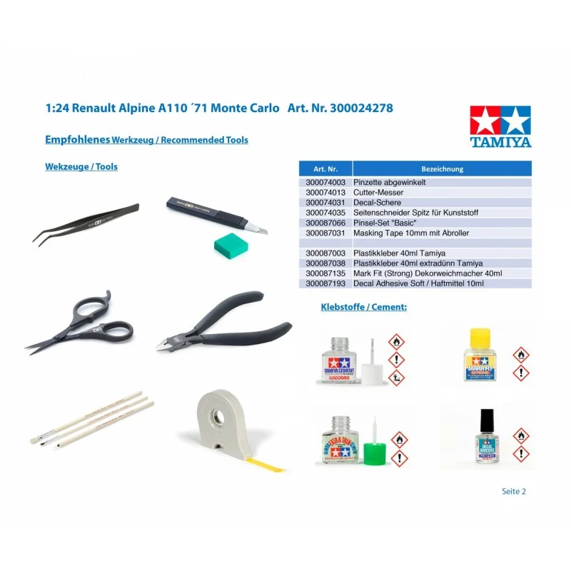 Tamiya Alpine Renault A 110 Mc 7 1:24 Model Kit - Image 6