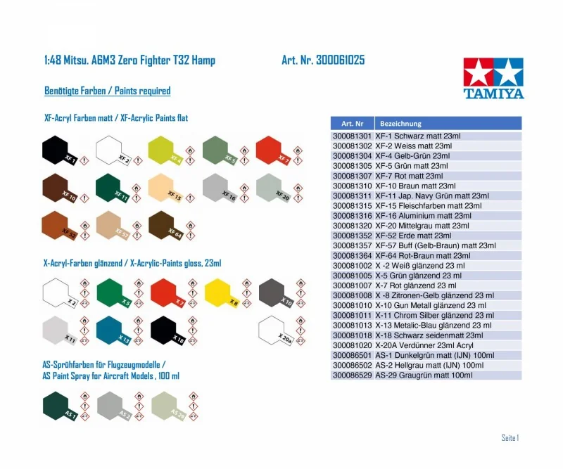Tamiya Zero Type 32 Hamp 1:48 Model Kit - Image 4
